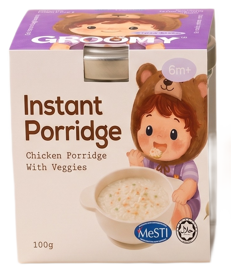 Groomy Instant Porridge, Chicken flavour, 100g cup